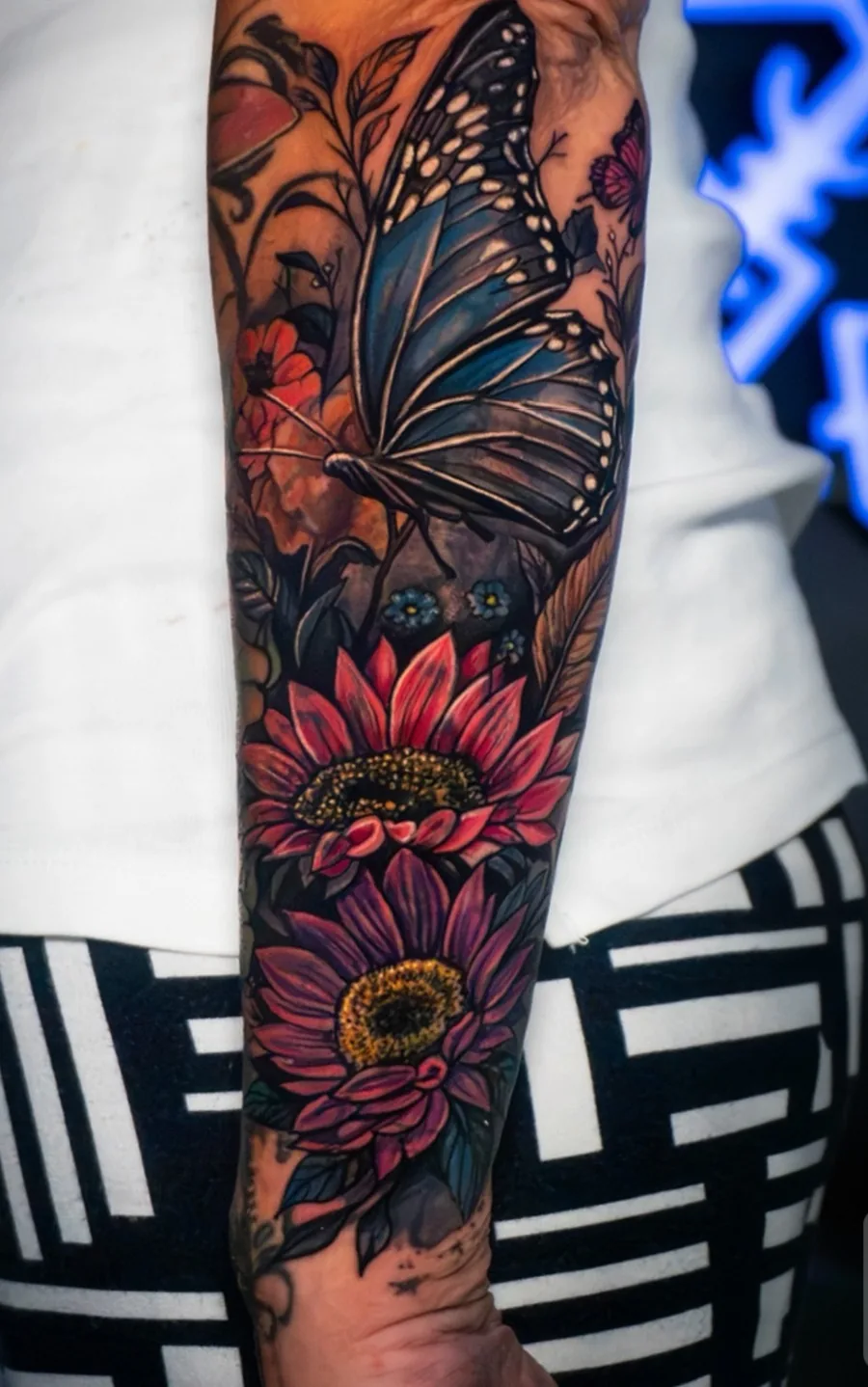 Colourful butterfly and flower cover-up by Njord Ink